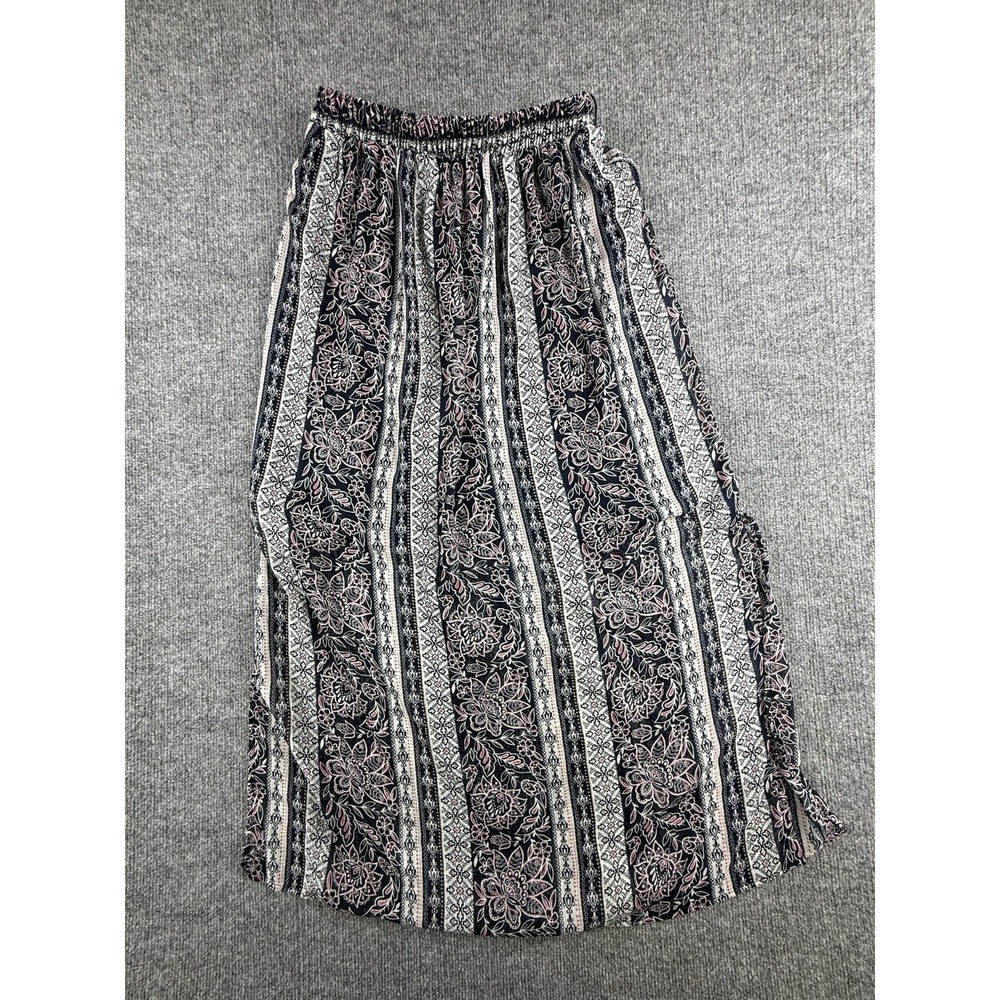 VTG Faded Glory Skirt Womens Medium Multicolor Floral Boho Maxi Elastic Waist